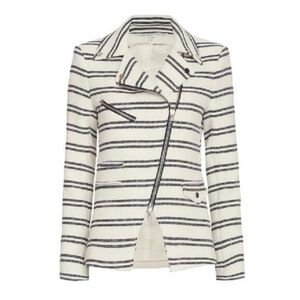 Veronica Beard Hadley Striped Moto Jacket .